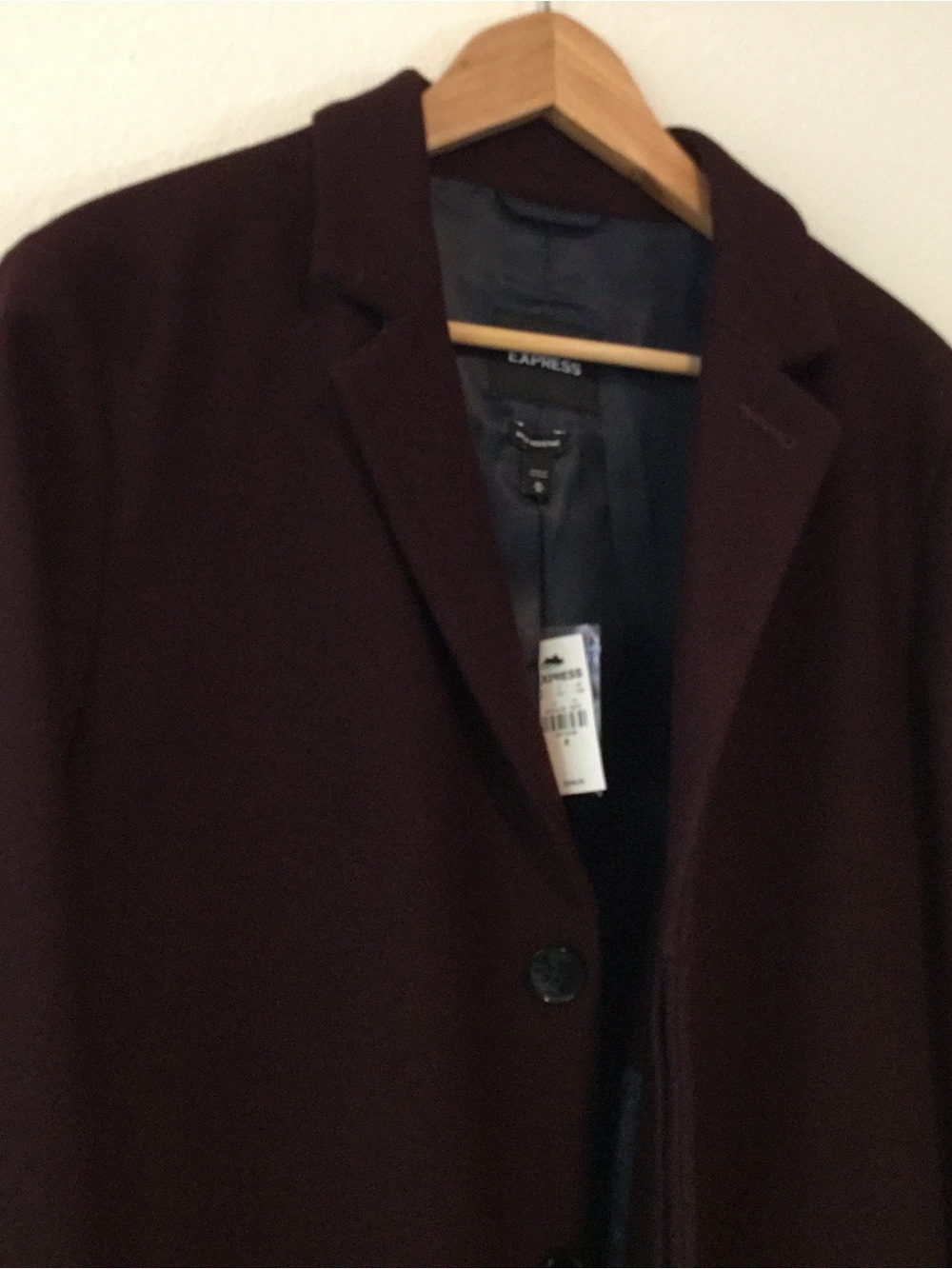 Express Men's Pea Coat in Dark Burgundy